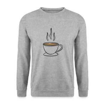 Kaffee - Unisex Pullover - Weißgrau meliert - Vorne - Alina (178cm) & Michal (187cm)