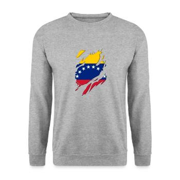 Venezuela flag torn motif - Unisex Sweatshirt - salt & pepper - Front - Alina (178cm) & Michal (187cm)
