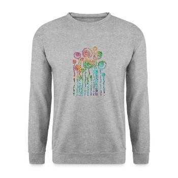 Blumen - Unisex Pullover - Weißgrau meliert - Vorne - Alina (178cm) & Michal (187cm)
