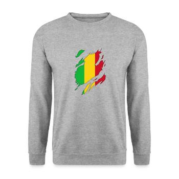Motif déchiré du drapeau du Mali - Sweat-shirt Unisexe - gris chiné - Devant - Alina (178cm) & Michal (187cm)