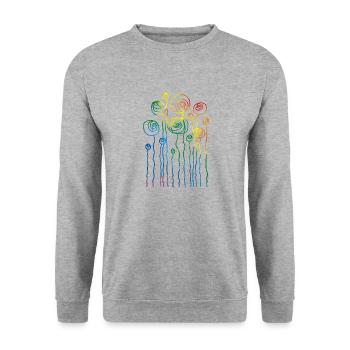 Blumen - Unisex Pullover - Weißgrau meliert - Vorne - Alina (178cm) & Michal (187cm)