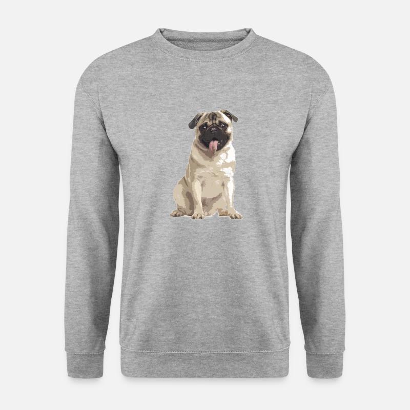 Pug - dog - pet - bulldog - Unisex Pullover - Weißgrau meliert