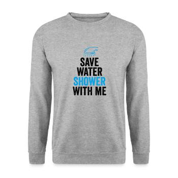Wasser sparen Dusche mit mir - Unisex Pullover - Weißgrau meliert - Vorne - Alina (178cm) & Michal (187cm)