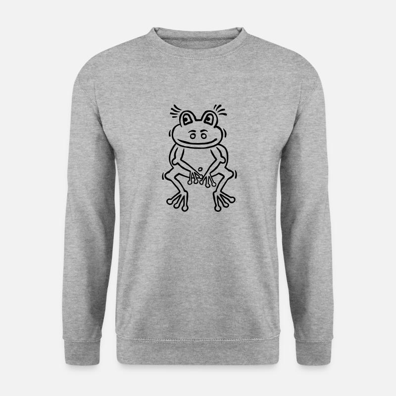 Funny frog in thinker attitude - Unisex Sweatshirt - salt & pepper