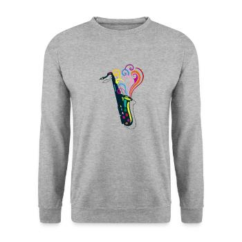 saxophone musique - Sweat-shirt Unisexe - gris chiné - Devant - Alina (178cm) & Michal (187cm)
