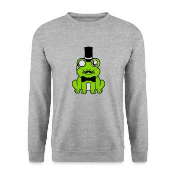 Sir Frog Gentlemen Cylinder - Unisex Sweatshirt - salt & pepper - Front - Alina (178cm) & Michal (187cm)