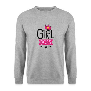 Girl Boss Text Design - Unisex Sweatshirt - salt & pepper - Front - Alina (178cm) & Michal (187cm)