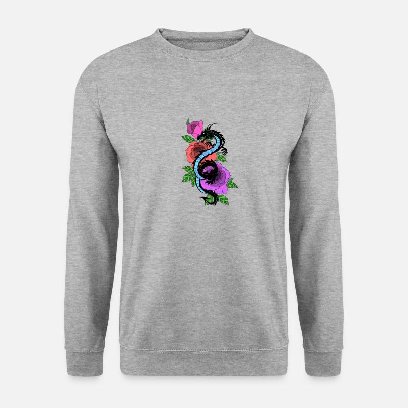 Blumendrache - Unisex Pullover - Weißgrau meliert