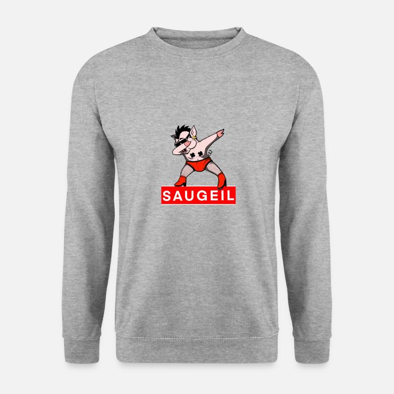 Schwein DAB Saugeil - Unisex Pullover - Weißgrau meliert
