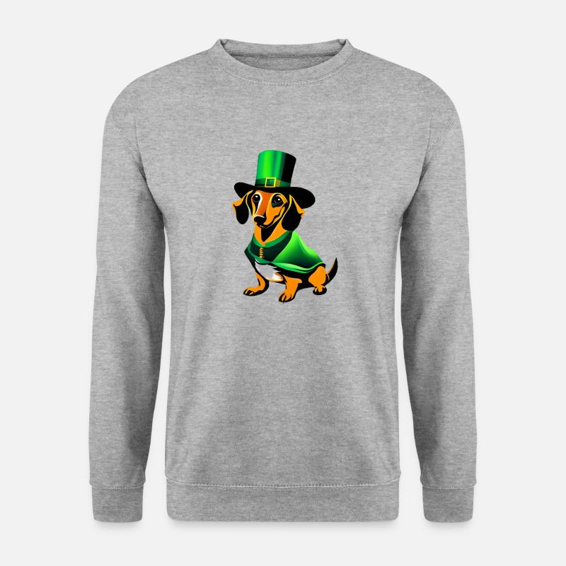 Hunde Dachshund Hundebesitzer Hund St Patricks Day - Unisex Pullover - Weißgrau meliert