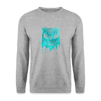 Joli hibou artistique, animaux sauvages, oiseaux - Sweat-shirt Unisexe - gris chiné - Devant - Alina (178cm) & Michal (187cm)