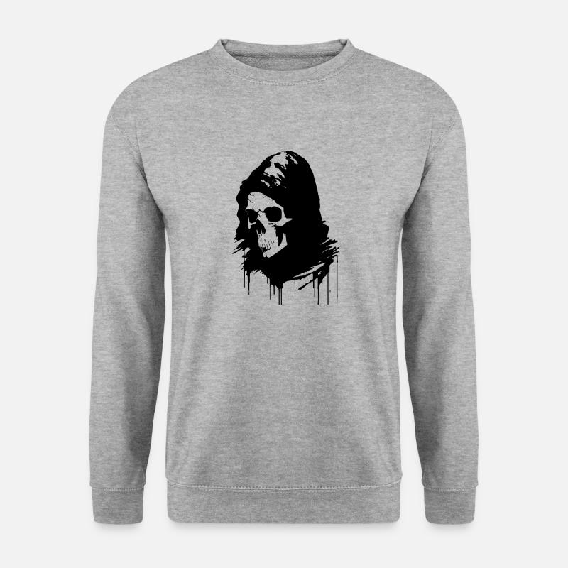 Schädel im Schleier - Unisex Pullover - Weißgrau meliert