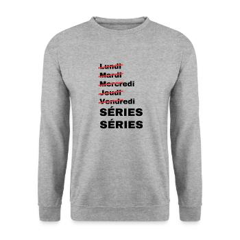week-end séries - Sweat-shirt Unisexe - gris chiné - Devant - Alina (178cm) & Michal (187cm)