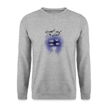 Verloren in gedanken - Unisex Pullover - Weißgrau meliert - Vorne - Alina (178cm) & Michal (187cm)