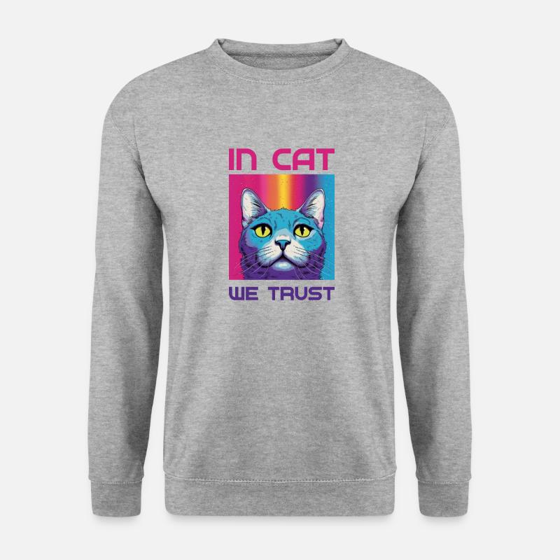 In Cat we trust - Unisex Pullover - Weißgrau meliert