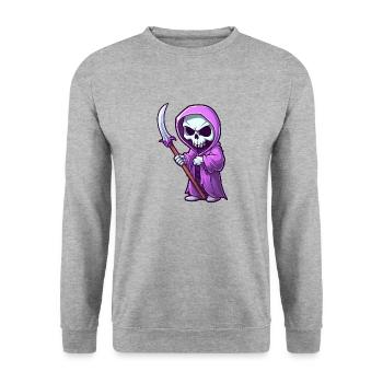 Autocollant Graffiti Grim Reaper - Sweat-shirt Unisexe - gris chiné - Devant - Alina (178cm) & Michal (187cm)