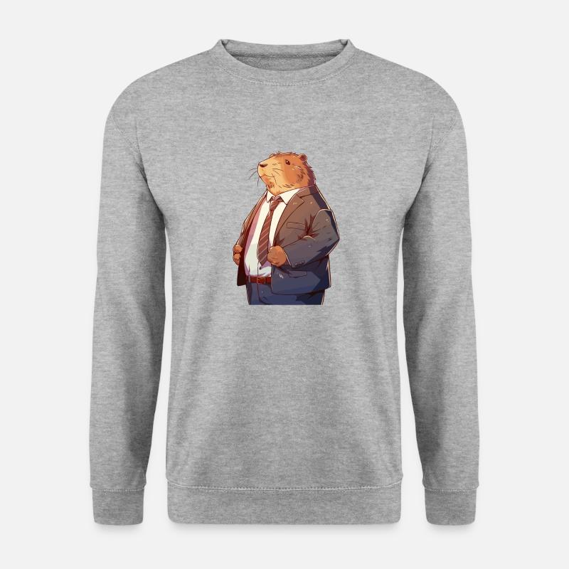 Capybara als Büroangestellter - Unisex Pullover - Weißgrau meliert