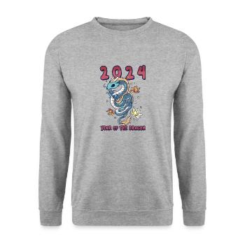 Chinesisches Neujahr Drache China Asian I Geschenk - Unisex Pullover - Weißgrau meliert - Vorne - Alina (178cm) & Michal (187cm)