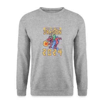 Chinesisches Neujahr Drache China Asian I Geschenk - Unisex Pullover - Weißgrau meliert - Vorne - Alina (178cm) & Michal (187cm)