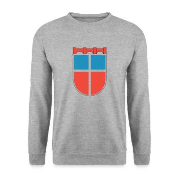 Wappen Saarland 1948 - Unisex Pullover - Weißgrau meliert - Vorne - Alina (178cm) & Michal (187cm)