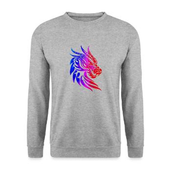 Fantaisie Tête De Dragon Anime Tatouage Reptile Mythique - Sweat-shirt Unisexe - gris chiné - Devant - Alina (178cm) & Michal (187cm)