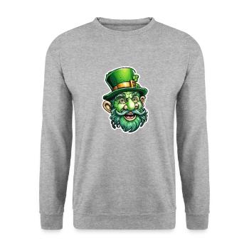 Leprechaun / Leprechaun / Vert / Gingembre / Irlande - Sweat-shirt Unisexe - gris chiné - Devant - Alina (178cm) & Michal (187cm)