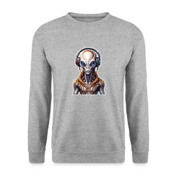 Headphones / Audio / Music / Alien / All / cool - Unisex Sweatshirt - salt & pepper - Front - Alina (178cm) & Michal (187cm)