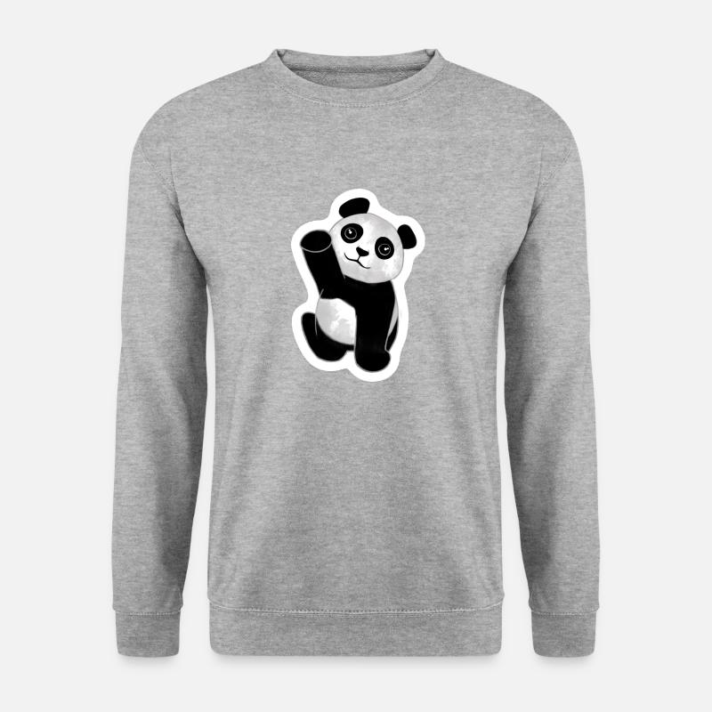 Panda - Unisex Pullover - Weißgrau meliert