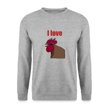 I love… - Unisex Pullover - Weißgrau meliert - Vorne - Alina (178cm) & Michal (187cm)