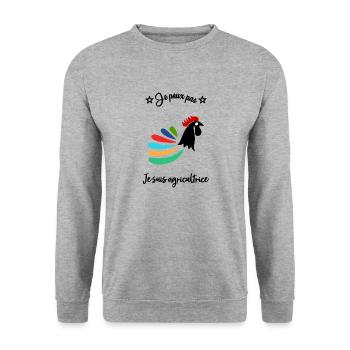 BAUER. BAUER. LANDWIRTSCHAFT. FIRMA - Unisex Pullover - Weißgrau meliert - Vorne - Alina (178cm) & Michal (187cm)