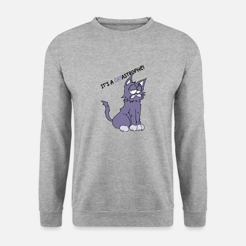 Lustiger Spruch It`s a catastophe - Unisex Pullover - Weißgrau meliert