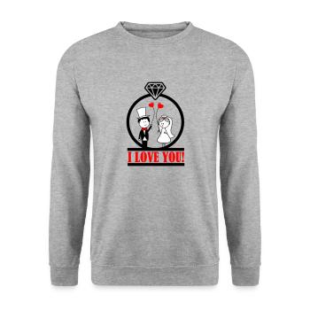 i love you 2 - Unisex Sweatshirt - salt & pepper - Front - Alina (178cm) & Michal (187cm)