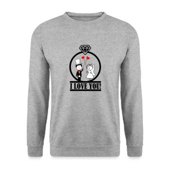 love you 1 - Unisex Sweatshirt - salt & pepper - Front - Alina (178cm) & Michal (187cm)