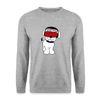 Cool Mignon DJ Chien Animal de compagnie Chiot Musique de fête - Sweat-shirt Unisexe - gris chiné - Devant - Alina (178cm) & Michal (187cm)