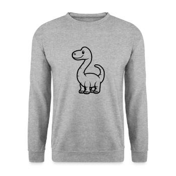 dinosaurier brontosaurus - Unisex Pullover - Weißgrau meliert - Vorne - Alina (178cm) & Michal (187cm)