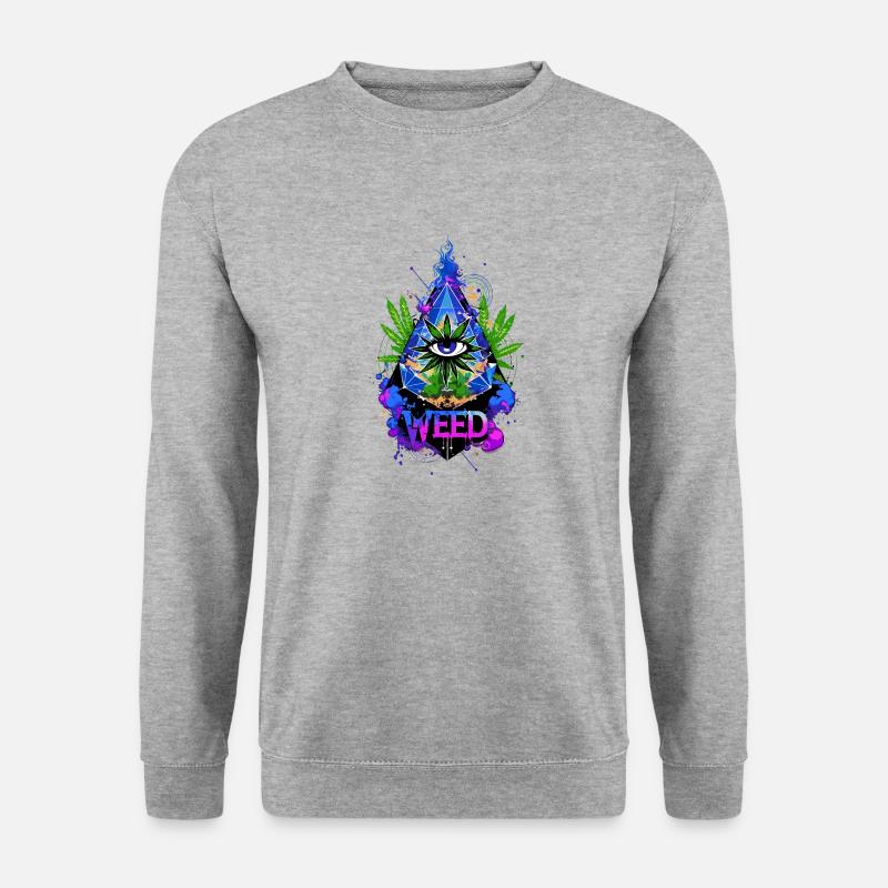 Weed Pyramide - Unisex Pullover - Weißgrau meliert