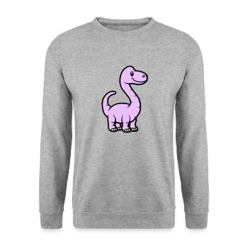 Dinosaurier Brontosaurus Comic - Unisex Pullover - Weißgrau meliert - Vorne - Alina (178cm) & Michal (187cm)