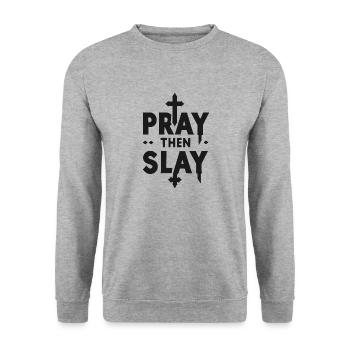 Priez puis Tuez - Sweat-shirt Unisexe - gris chiné - Devant - Alina (178cm) & Michal (187cm)