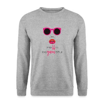 Hello BeYOUtiful Bold Art - Unisex Sweatshirt - salt & pepper - Front - Alina (178cm) & Michal (187cm)