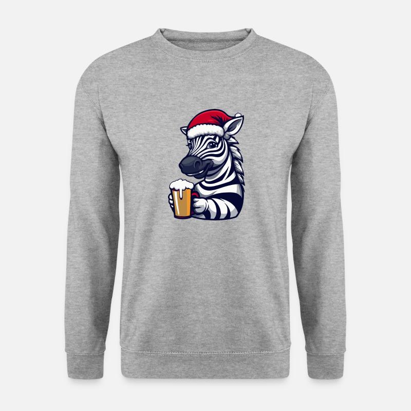 Zebra Weihnachten Bier - Unisex Pullover - Weißgrau meliert