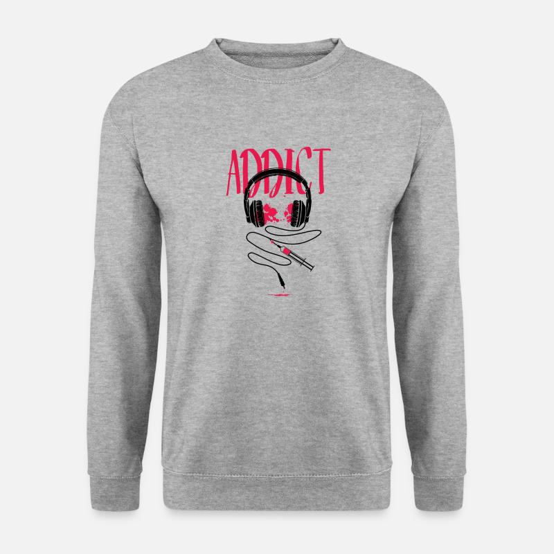 Für einen DJ - Musiksucht - Unisex Pullover - Weißgrau meliert