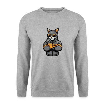 Cat Comic - Unisex Sweatshirt - salt & pepper - Front - Alina (178cm) & Michal (187cm)