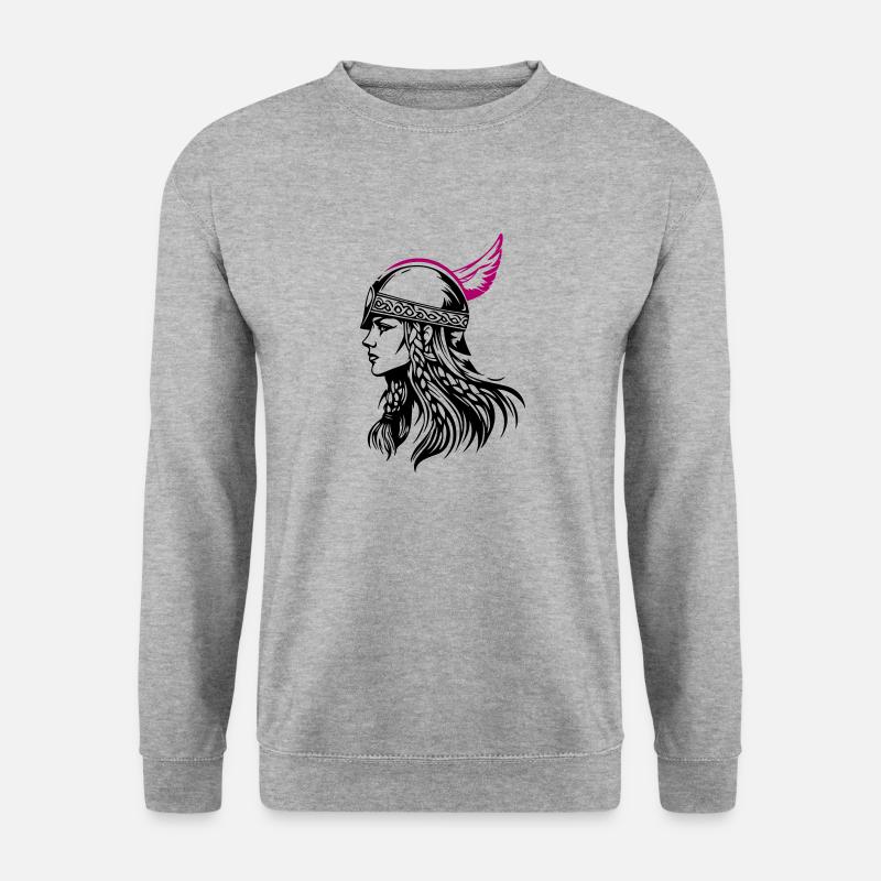 Wikinger Kriegerin Walküre - Unisex Pullover - Weißgrau meliert