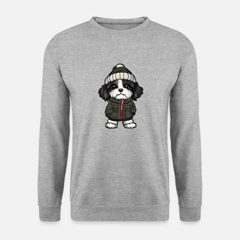 Havanese Hund Cartoon - Unisex Pullover - Weißgrau meliert