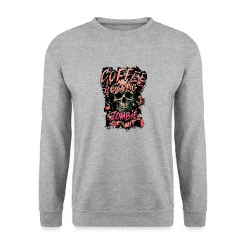 Coffee Loving Zombie - Unisex Sweatshirt - salt & pepper - Front - Alina (178cm) & Michal (187cm)
