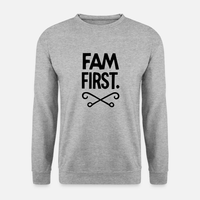 Fam zuerst - Unisex Pullover - Weißgrau meliert