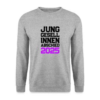 Junggesellinnenabschied 2025 Jga - Unisex Pullover - Weißgrau meliert - Vorne - Alina (178cm) & Michal (187cm)