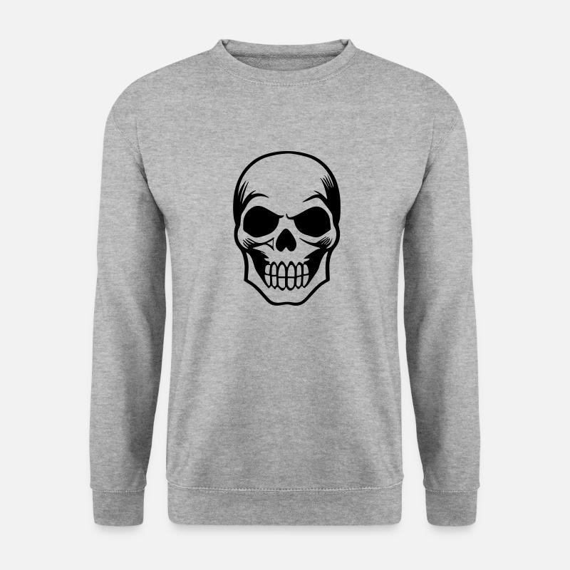 Schädel - Unisex Pullover - Weißgrau meliert