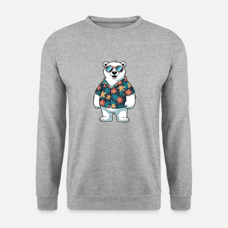 Lustiger Sommer Eisbär - Unisex Pullover - Weißgrau meliert