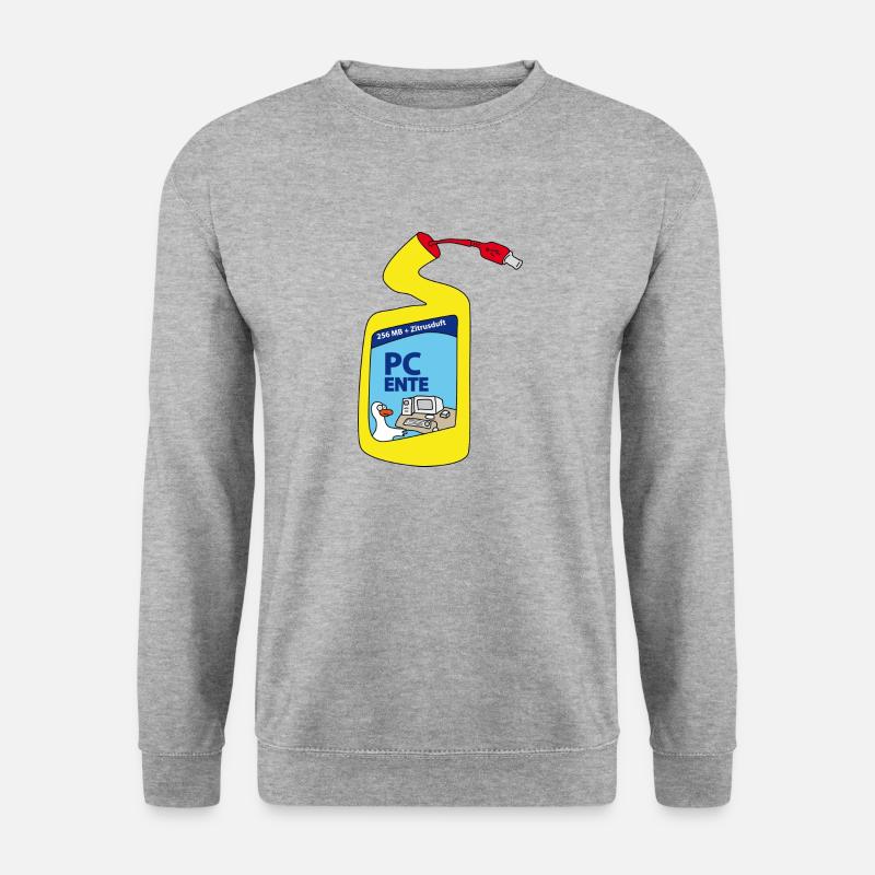PC Ente | Computer | Zocken | Gamer Nerd Konsole - Unisex Pullover - Weißgrau meliert